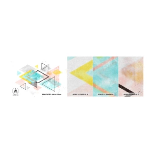 Prøve Fototapet Premium Canvas - Geometrisk leg - Lyse, Trekanter, Minimalisme - 100x30 cm