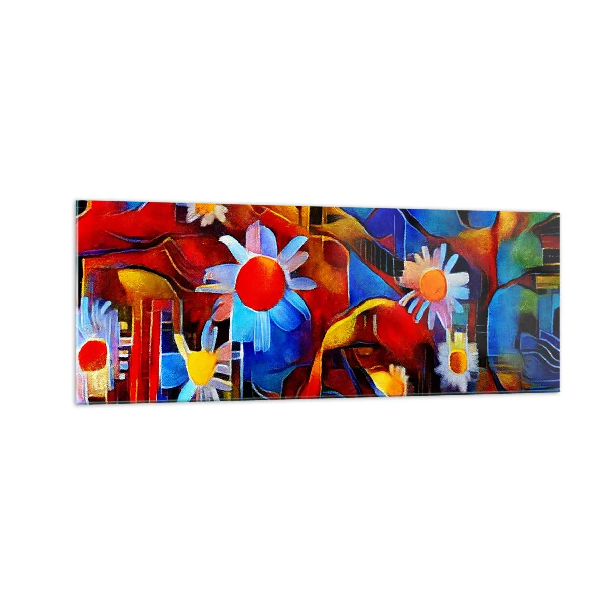 Billede på glas - Livets farver - 140x50 cm