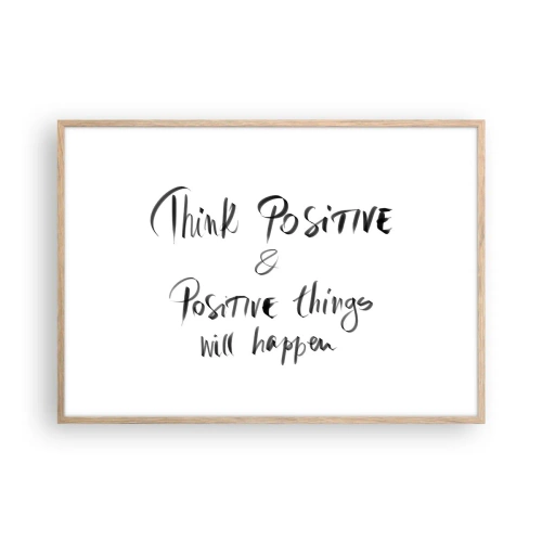 Plakat i ramme af lyst egetræ - Hvordan skal man leve? - 100x70 cm