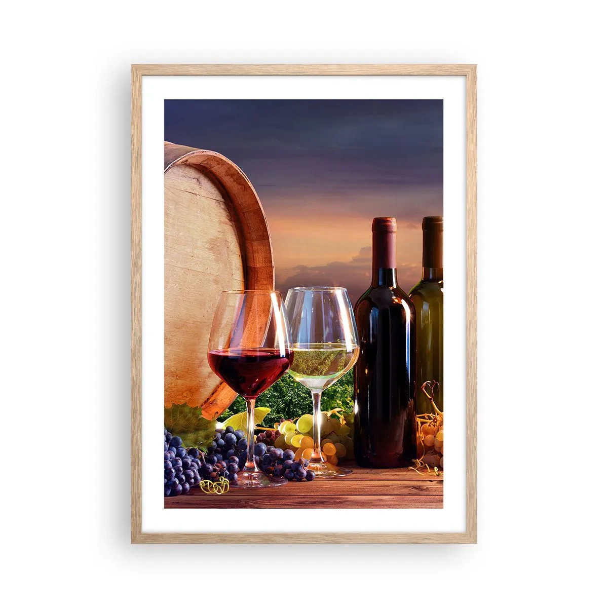 Plakat i ramme af lyst egetræ - Livet har smag her - 50x70 cm