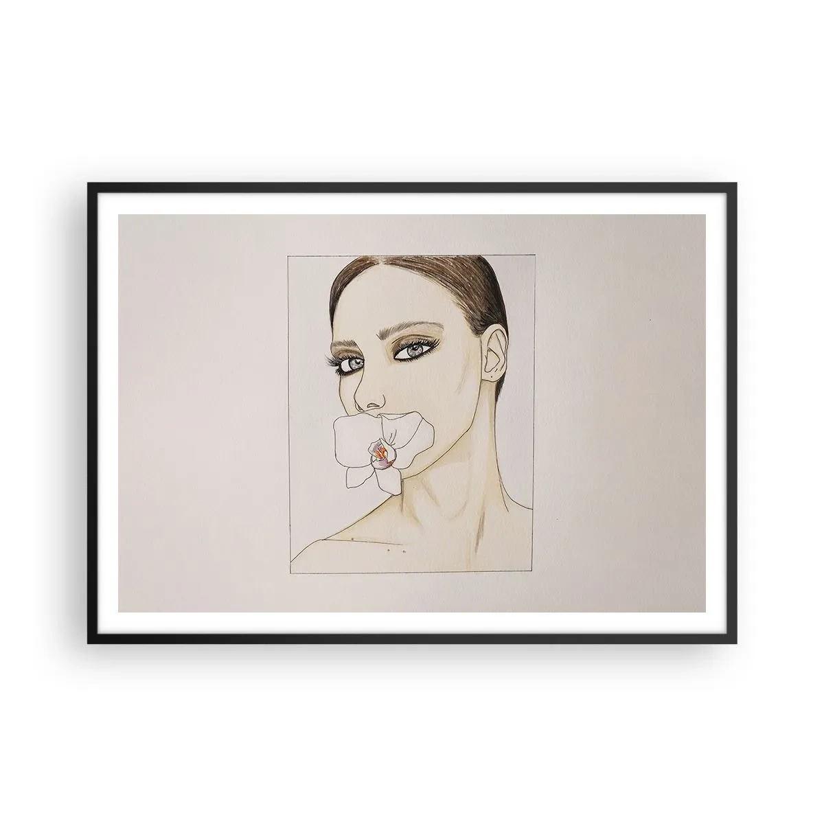 Plakat i sort ramme - Et symbol på elegance og skønhed - 100x70 cm