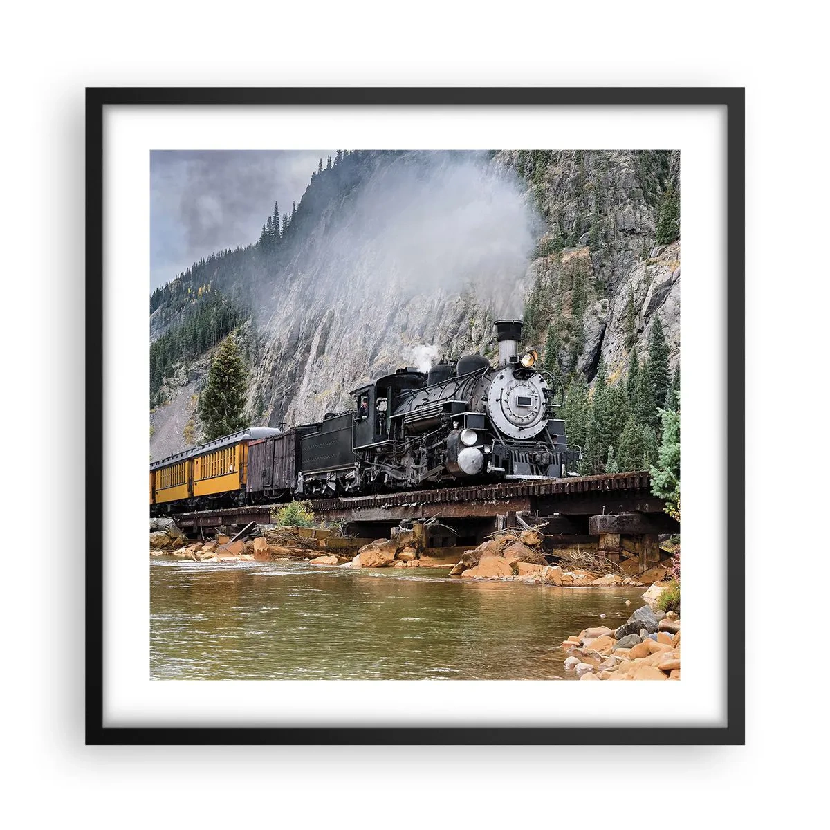 Plakat i sort ramme - Og hvorhen? Hvorhen? - 50x50 cm