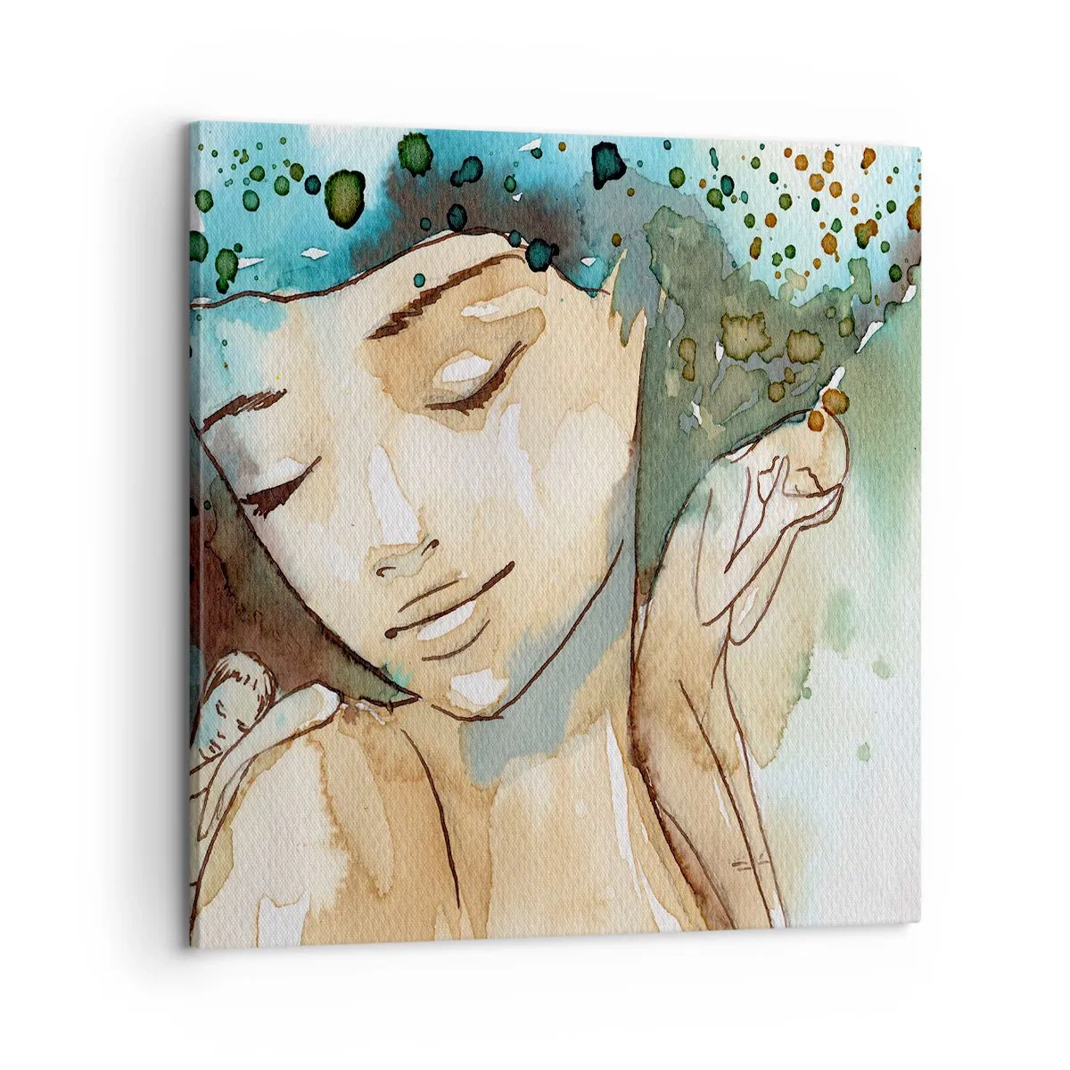 Lærredstryk - Billede på lærred - Lady in blue - 60x60 cm