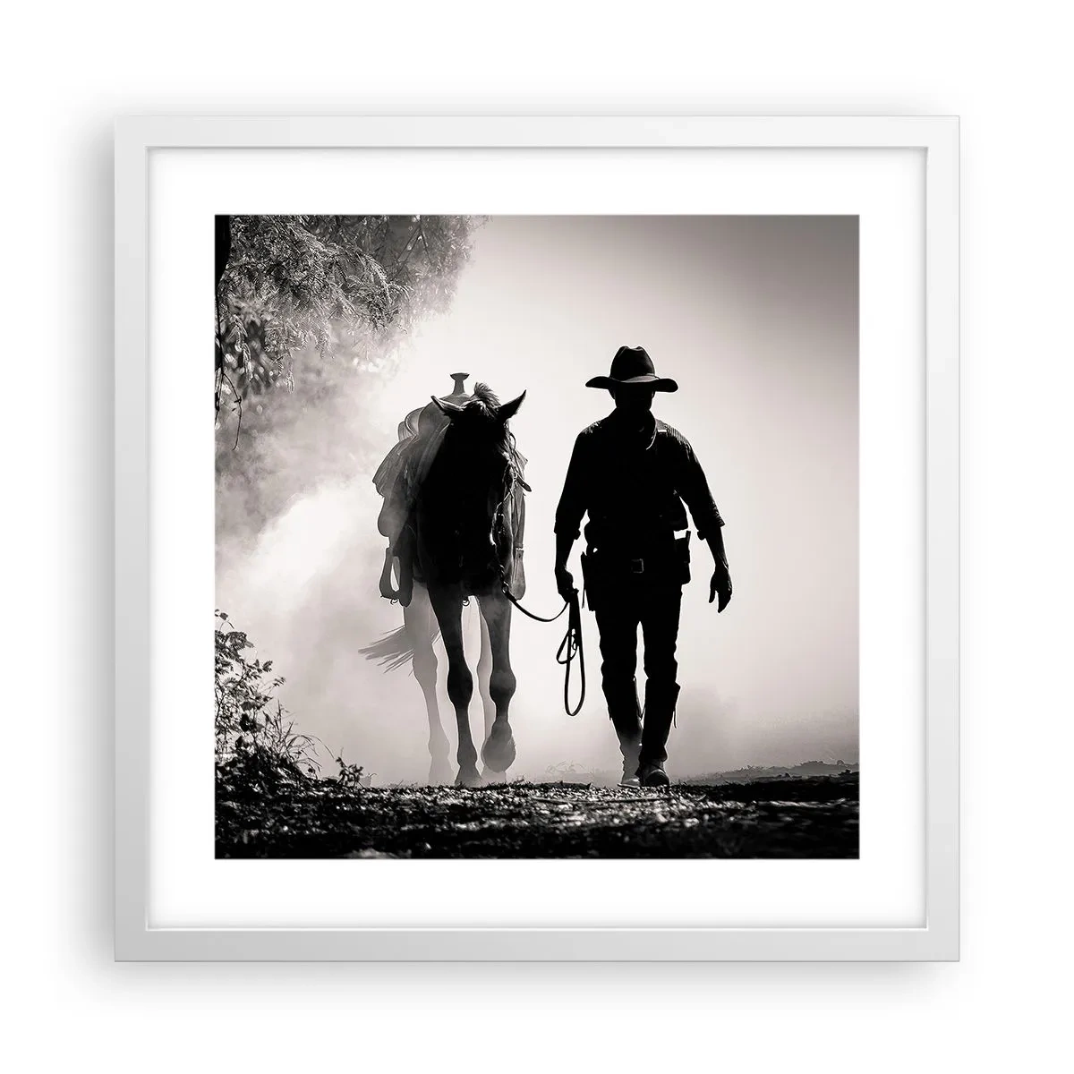 Plakat i hvid ramme - En morgen i Texas - 40x40 cm