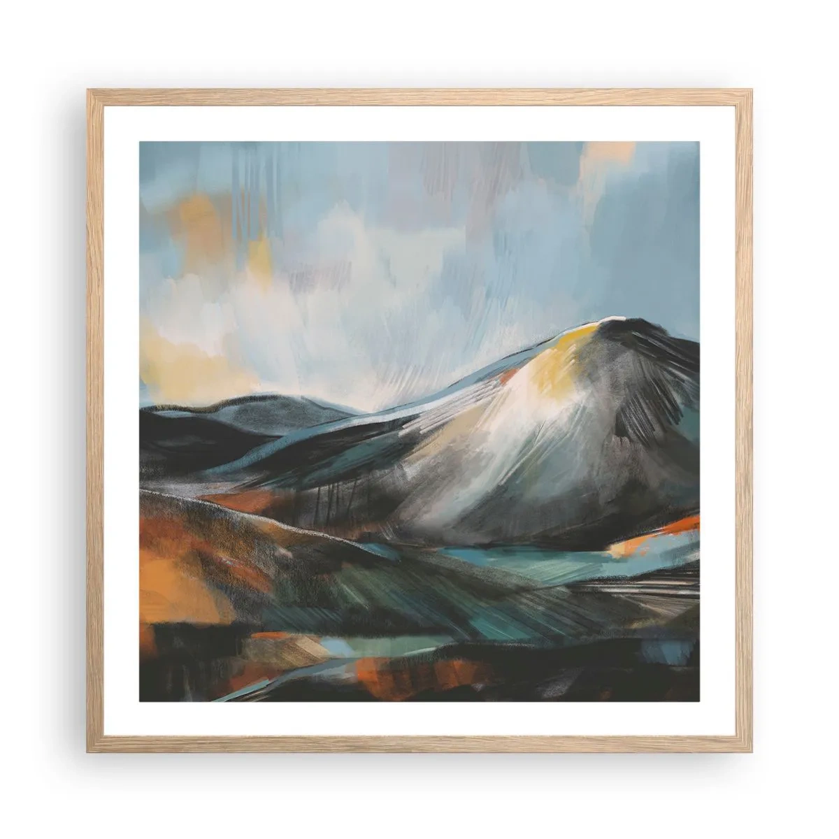 Plakat i ramme af lyst egetræ - Rå og smuk - 60x60 cm