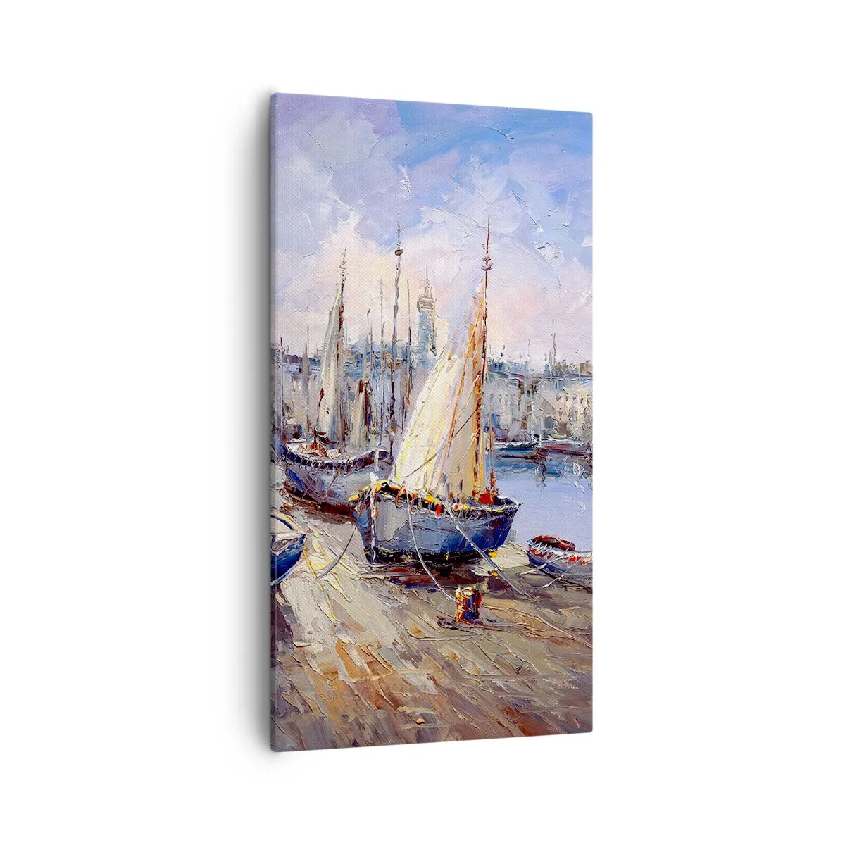 Lærredstryk - Billede på lærred - By ved bugten - 55x100 cm