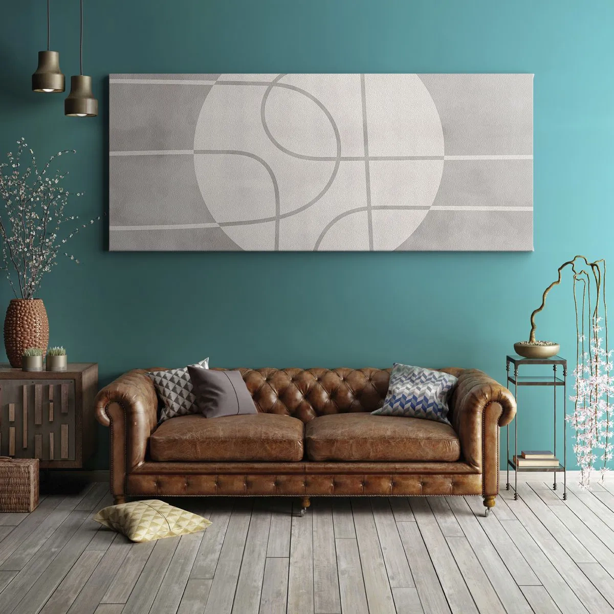 Lærredstryk - Billede på lærred - Cirkulær og lige frem - 100x40 cm