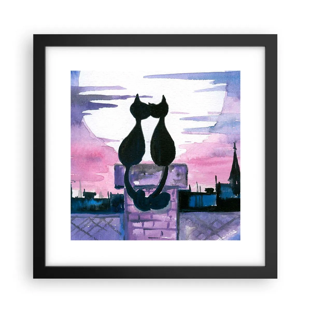 Plakat i sort ramme - Rendez-vous under månen - 30x30 cm