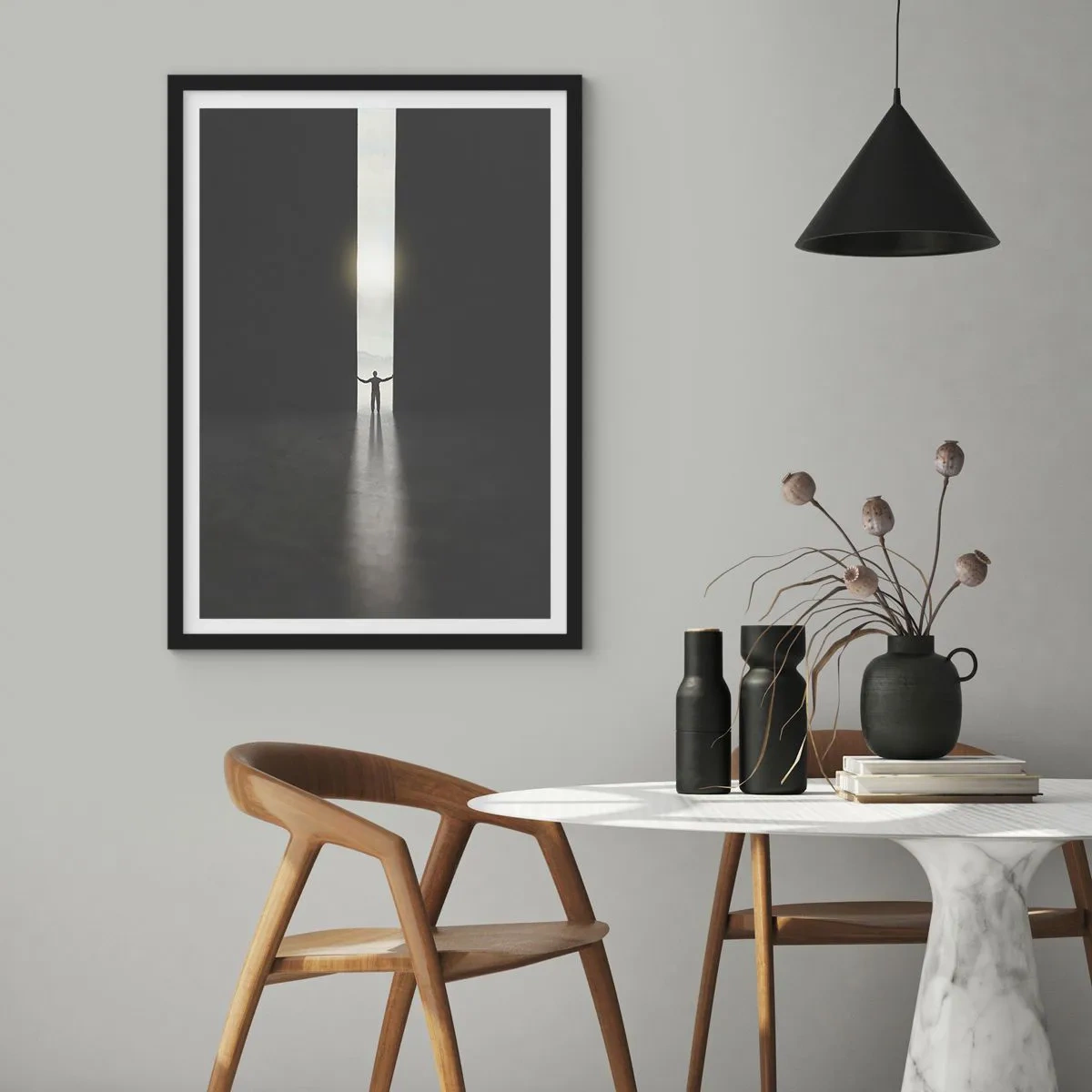 Plakat i sort ramme - Et skridt mod en lys fremtid - 30x40 cm