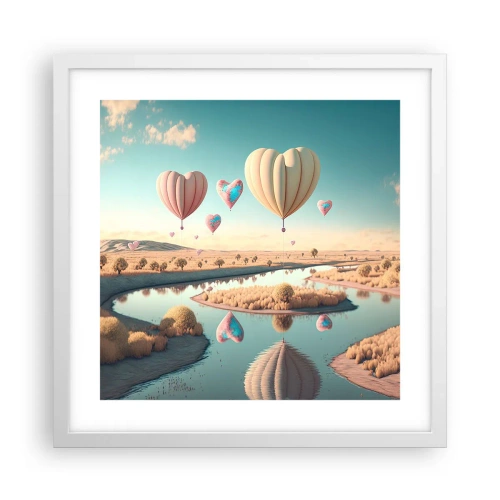 Plakat i hvid ramme - Kærlighed lader dig svæve - 40x40 cm