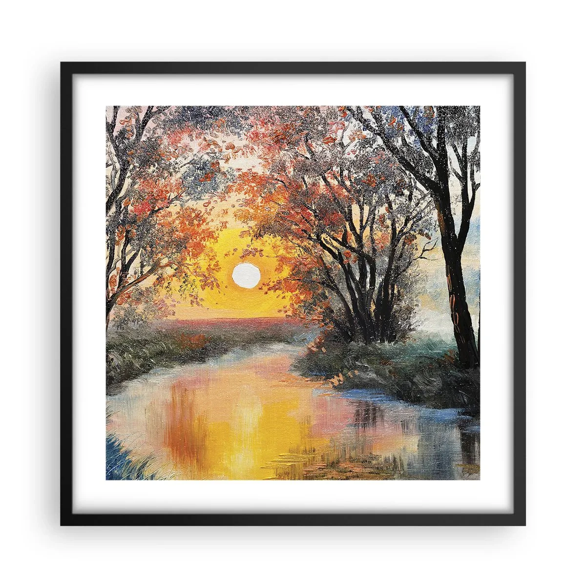 Plakat i sort ramme - Efterårs atmosfære - 50x50 cm