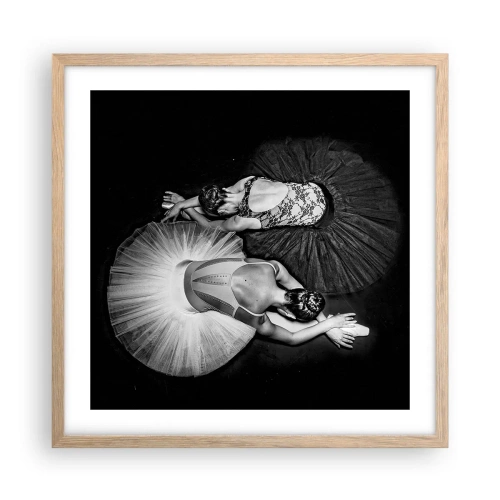 Plakat i ramme af lyst egetræ - Yin og yang - den perfekte balance - 50x50 cm