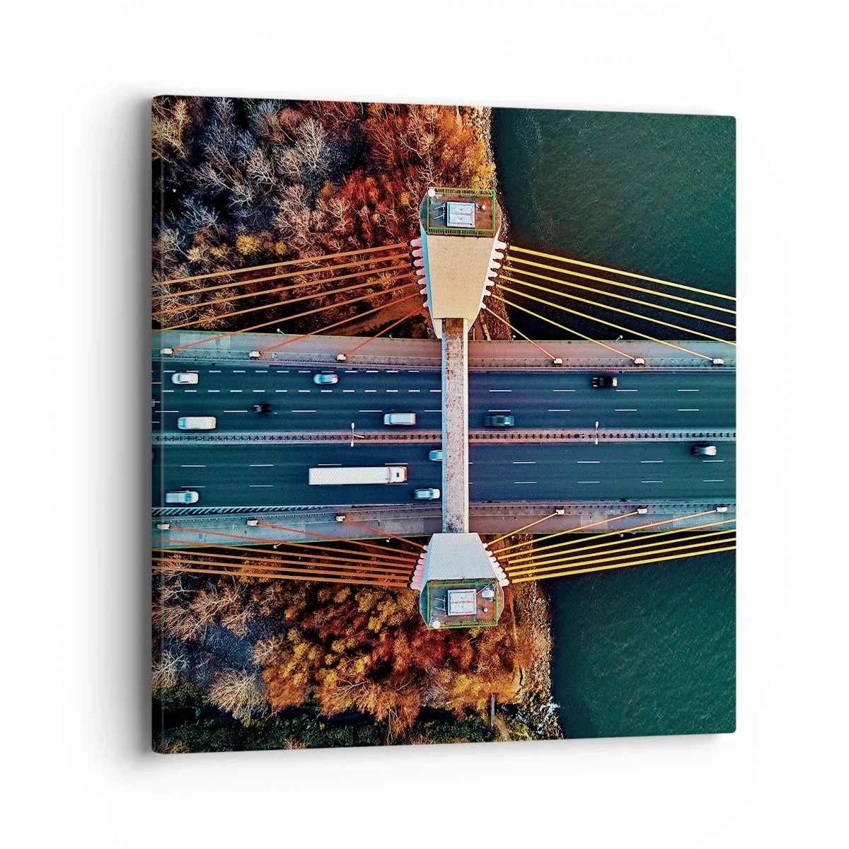 Lærredstryk - Billede på lærred - Bag vandet, bag skovene - 40x40 cm