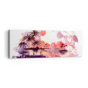 Lærredstryk - Billede på lærred - Tropernes ro i rødt - 90x30 cm