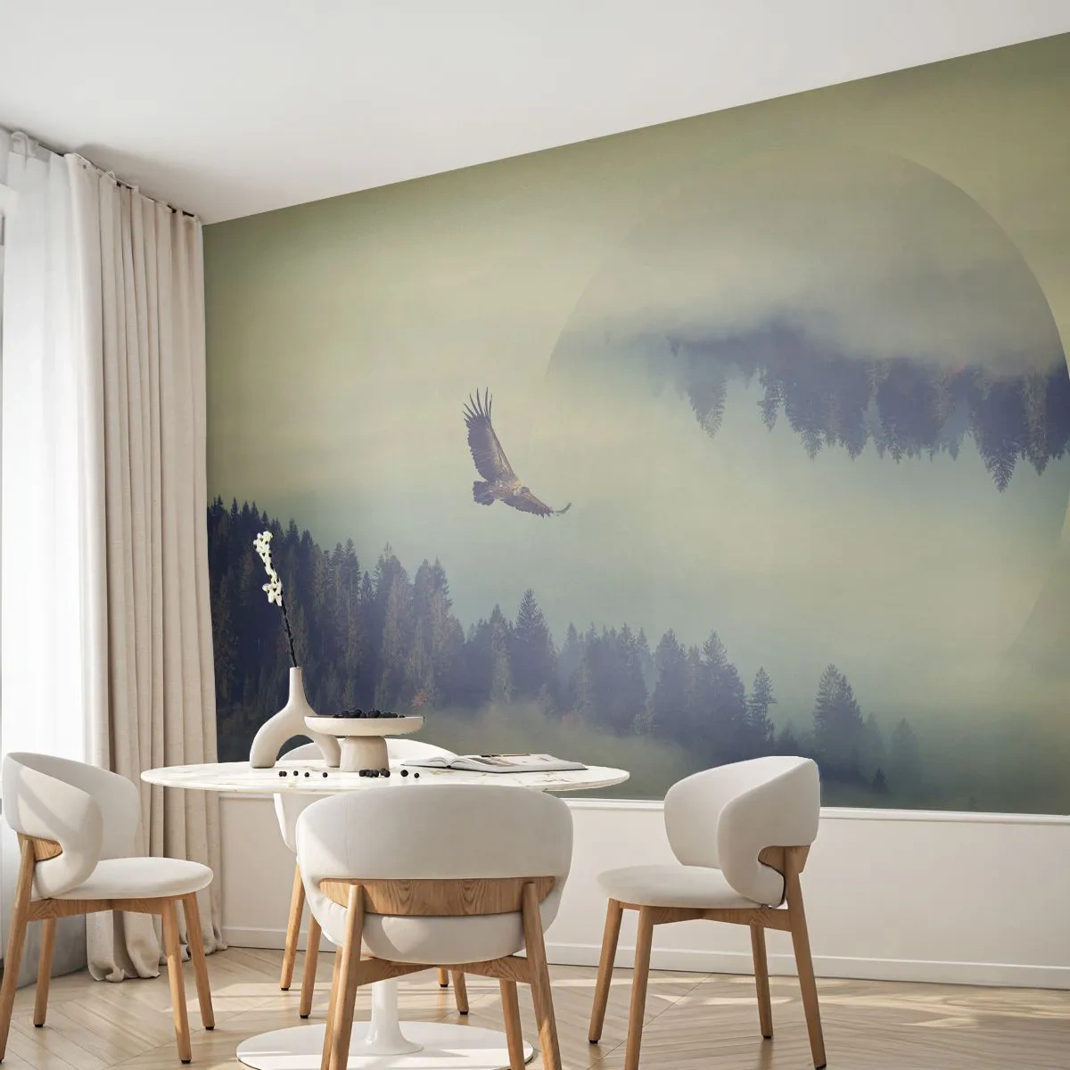 Fototapet Premium Canvas - Jeg så en ørnes skygge - Ørn, Fugl, Skov - 100x70 cm