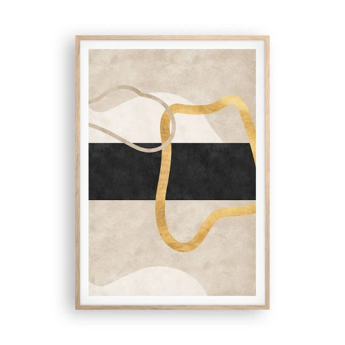 Plakat i ramme af lyst egetræ - Sløjfeformede former - 70x100 cm