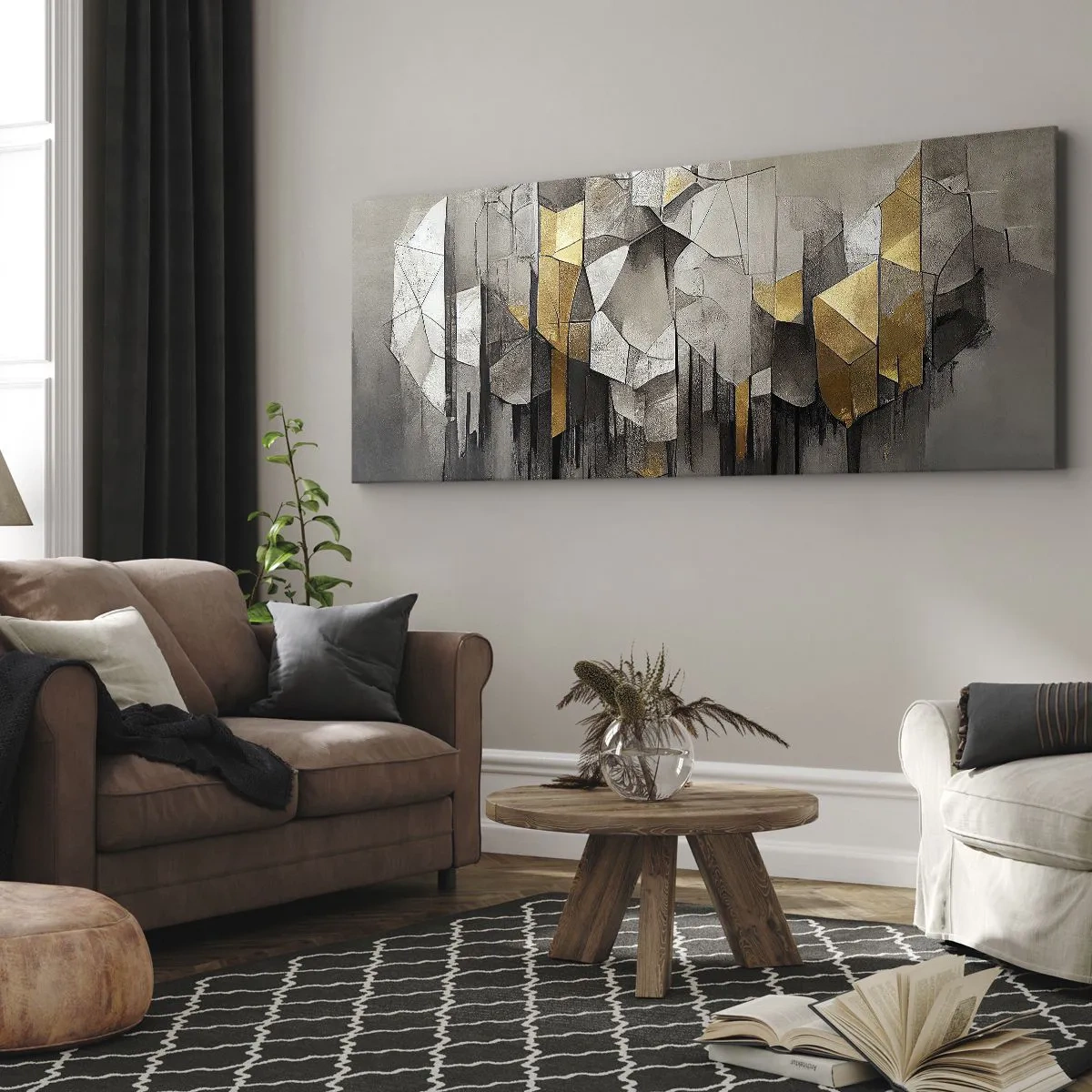 Lærredstryk - Billede på lærred - Komposition lavet af is og lys - 100x40 cm