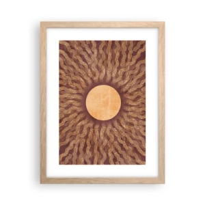Plakat i ramme af lyst egetræ - Ikon for solen - 30x40 cm