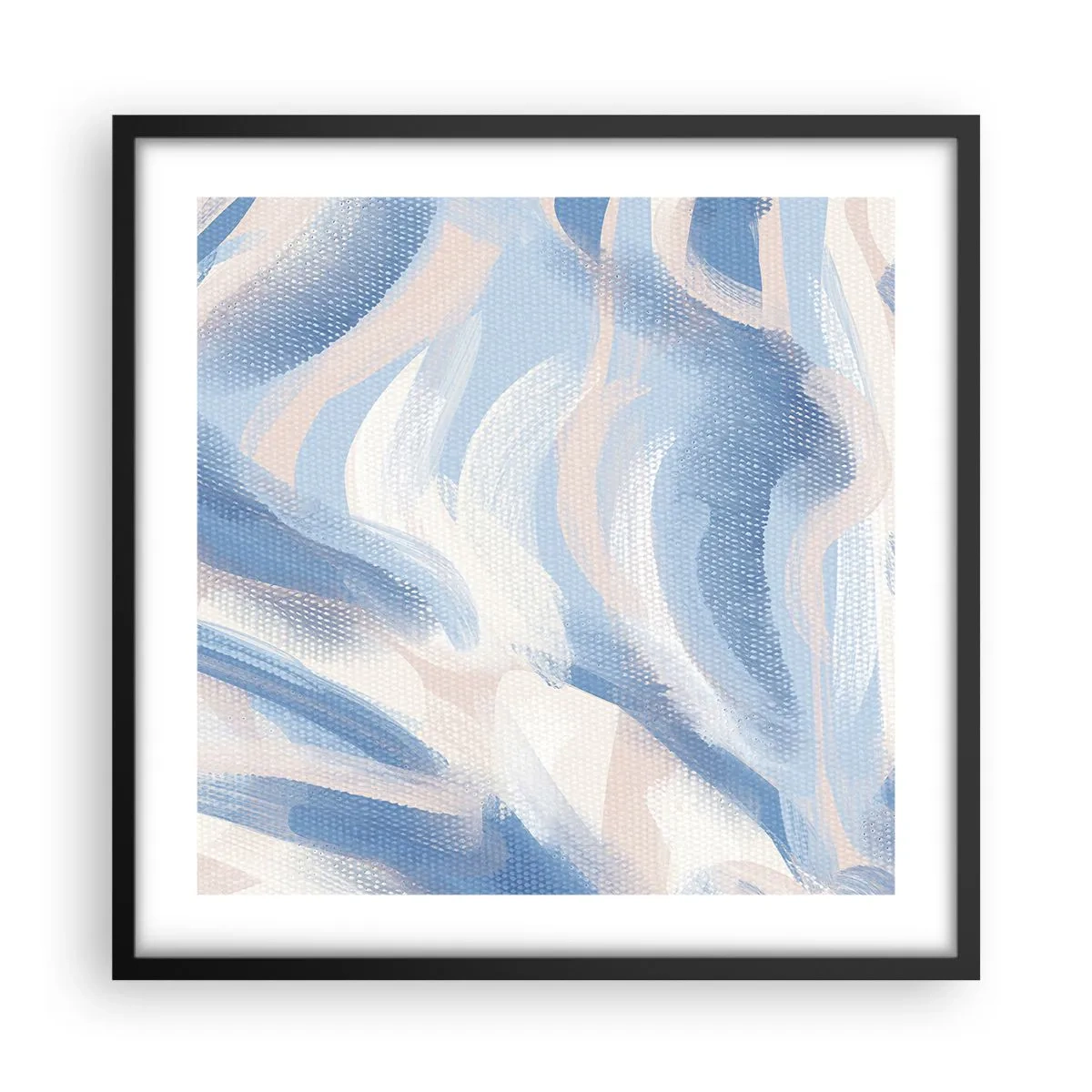 Plakat i sort ramme - Blå krusninger - 50x50 cm