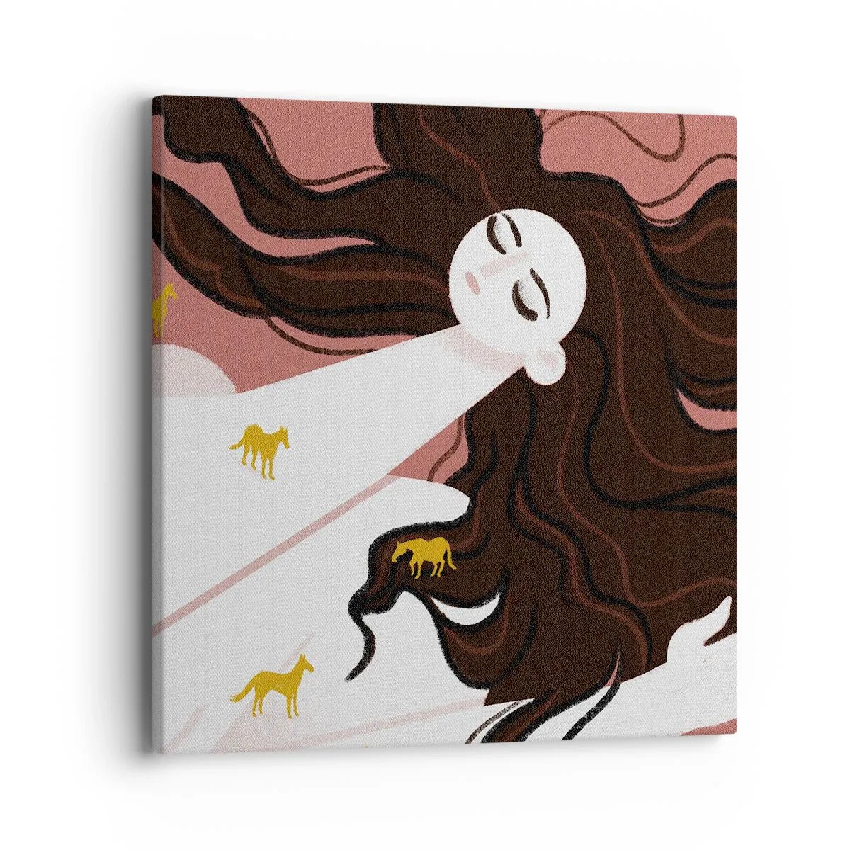 Lærredstryk - Billede på lærred - Drøm om en gylden hest - 40x40 cm