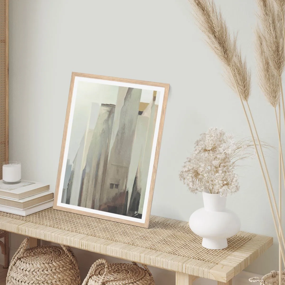 Plakat i ramme af lyst egetræ - En drøm om byen - 61x91 cm