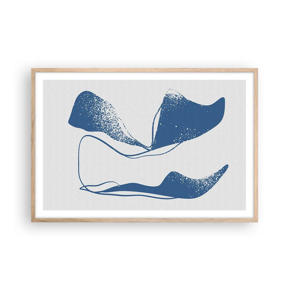 Plakat i ramme af lyst egetræ - Bevinget abstraktion - 91x61 cm