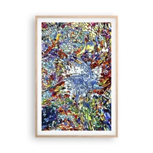 Plakat i ramme af lyst egetræ - Dråbe af farvet glas - 61x91 cm