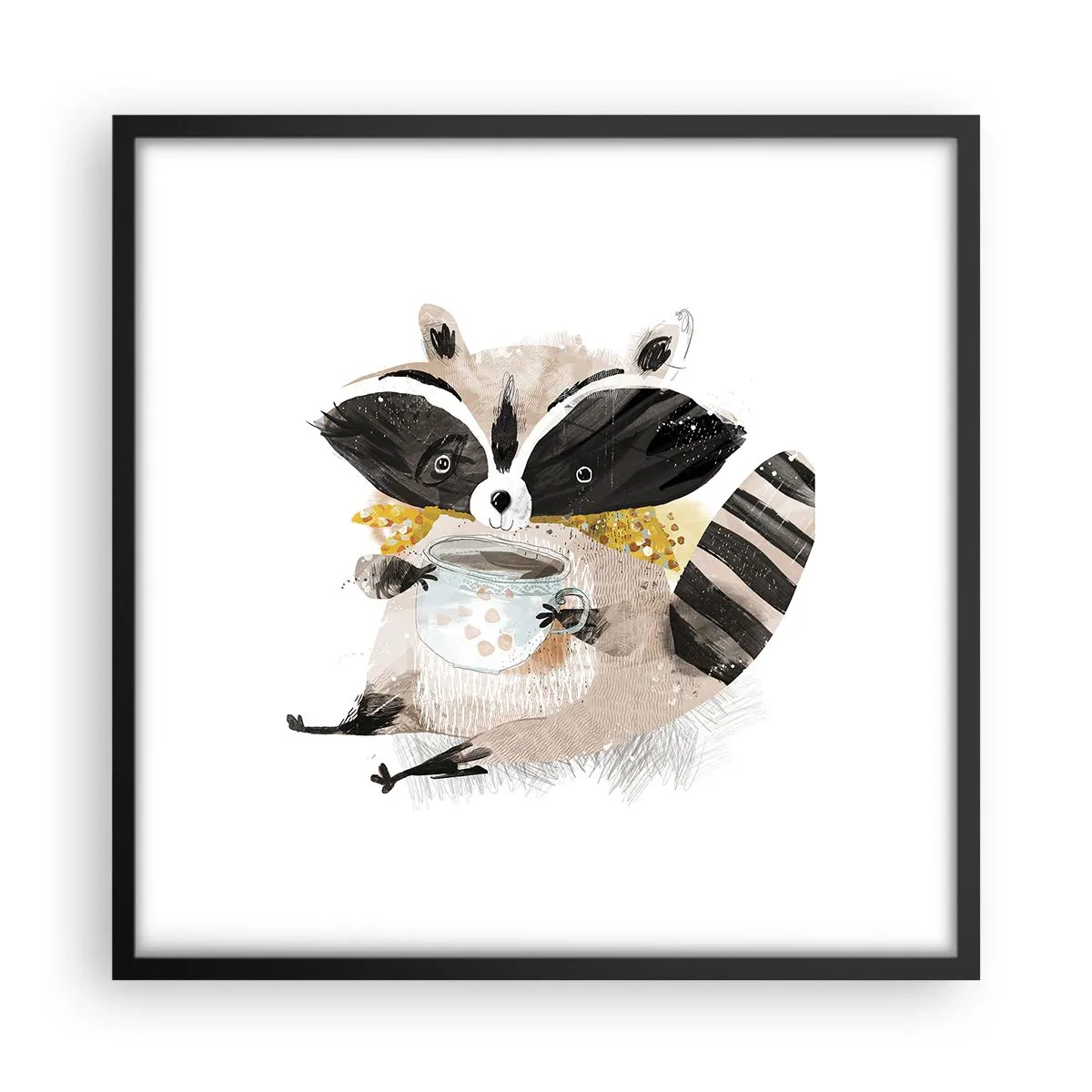 Plakat i sort ramme - Min ven vaskebjørnen - 50x50 cm