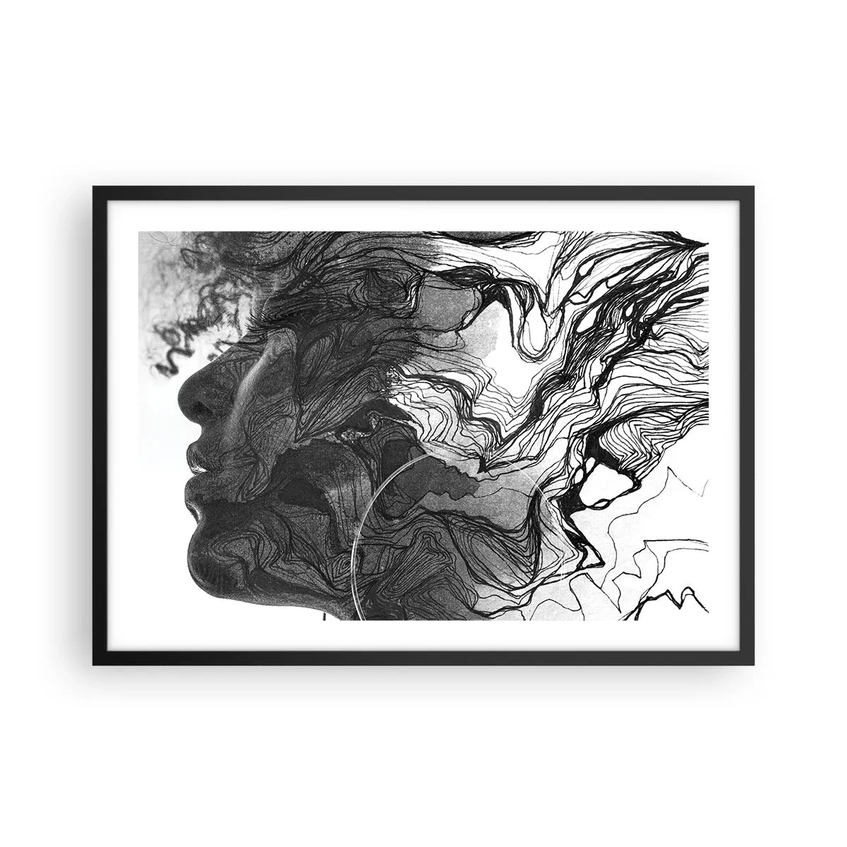 Plakat i sort ramme - Forviklet i drømme - 70x50 cm