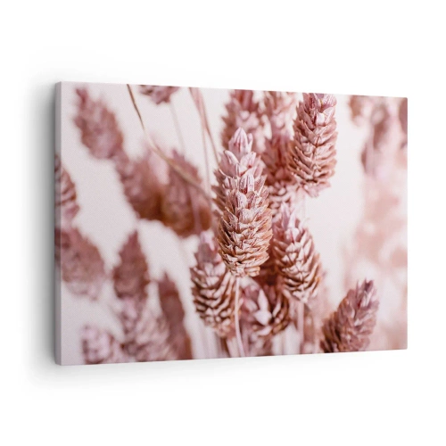 Lærredstryk - Billede på lærred - Et nærbillede af de fine lyserøde pigge af prydgræsser - 70x50cm - Tilsyneladende ubemærket - Moderne vægdekoration til stue og soveværelse ARTTOR