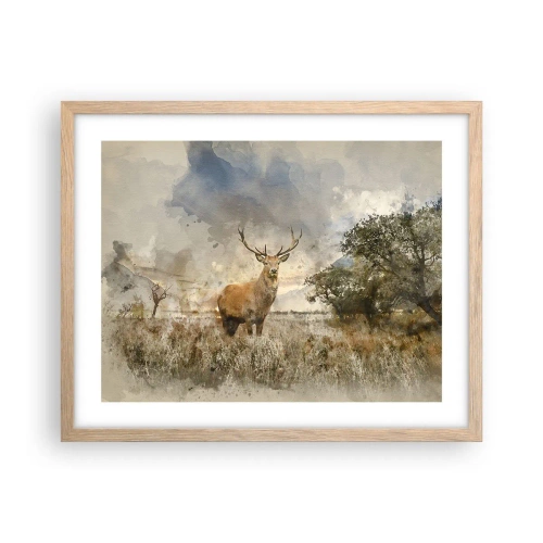 Plakat i ramme af lyst egetræ - Værdighed - styrke - værdighed - 50x40 cm