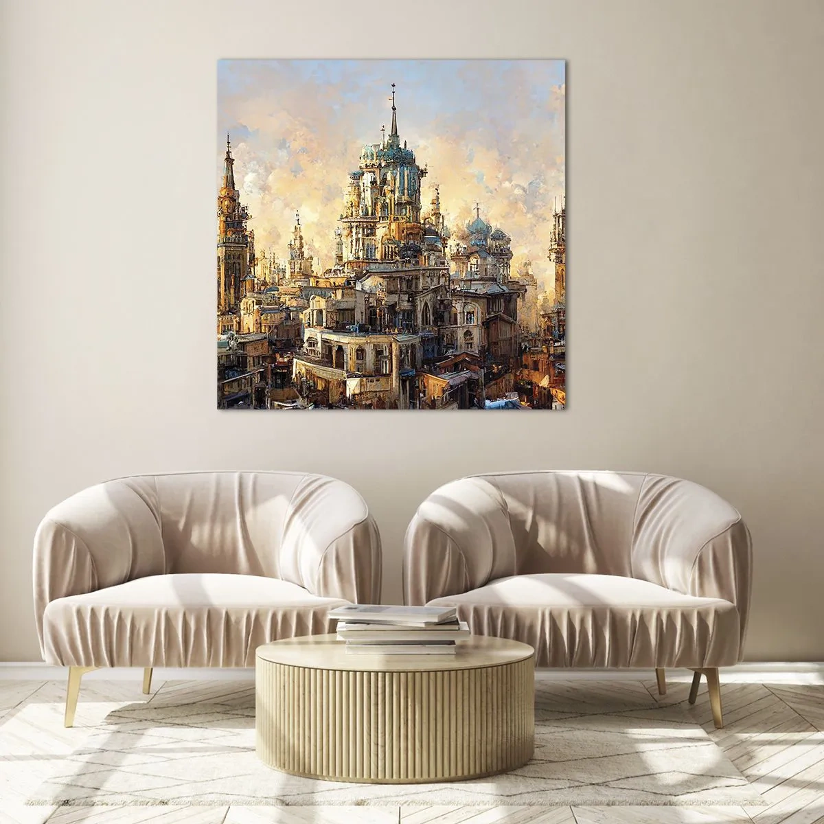 Billede på glas - En by af byer - 30x30 cm