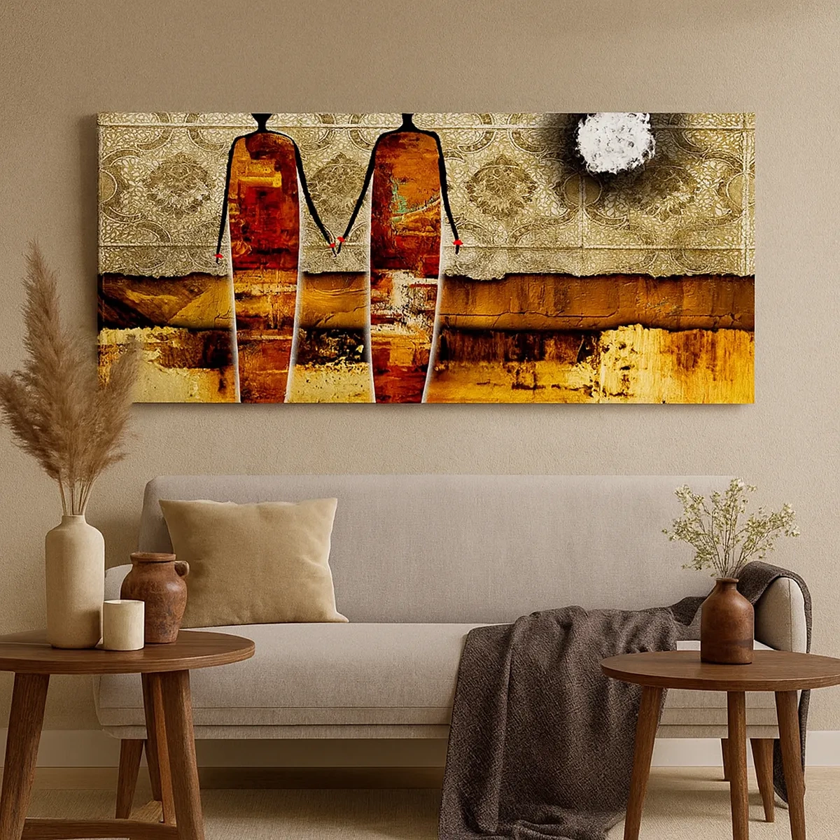 Lærredstryk - Billede på lærred - Etnisk sammensætning i farverne i Afrika - 30x30 cm