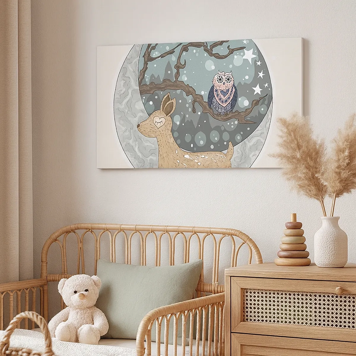 Lærredstryk - Billede på lærred - En eventyrlig skovnat - 30x30 cm
