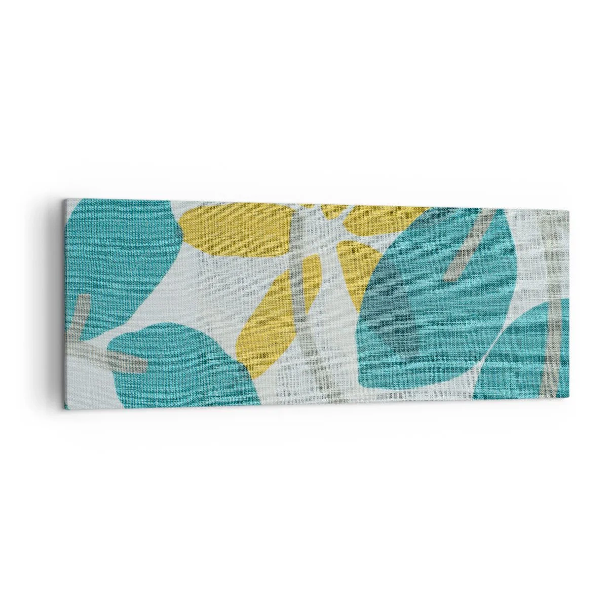 Lærredstryk - Billede på lærred - Blandt azurblå blade - 140x50 cm