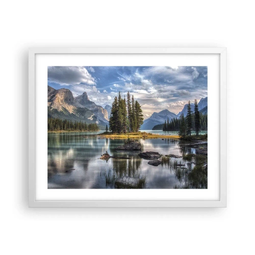 Plakat i hvid ramme - Over store og klare vande… - 50x40 cm