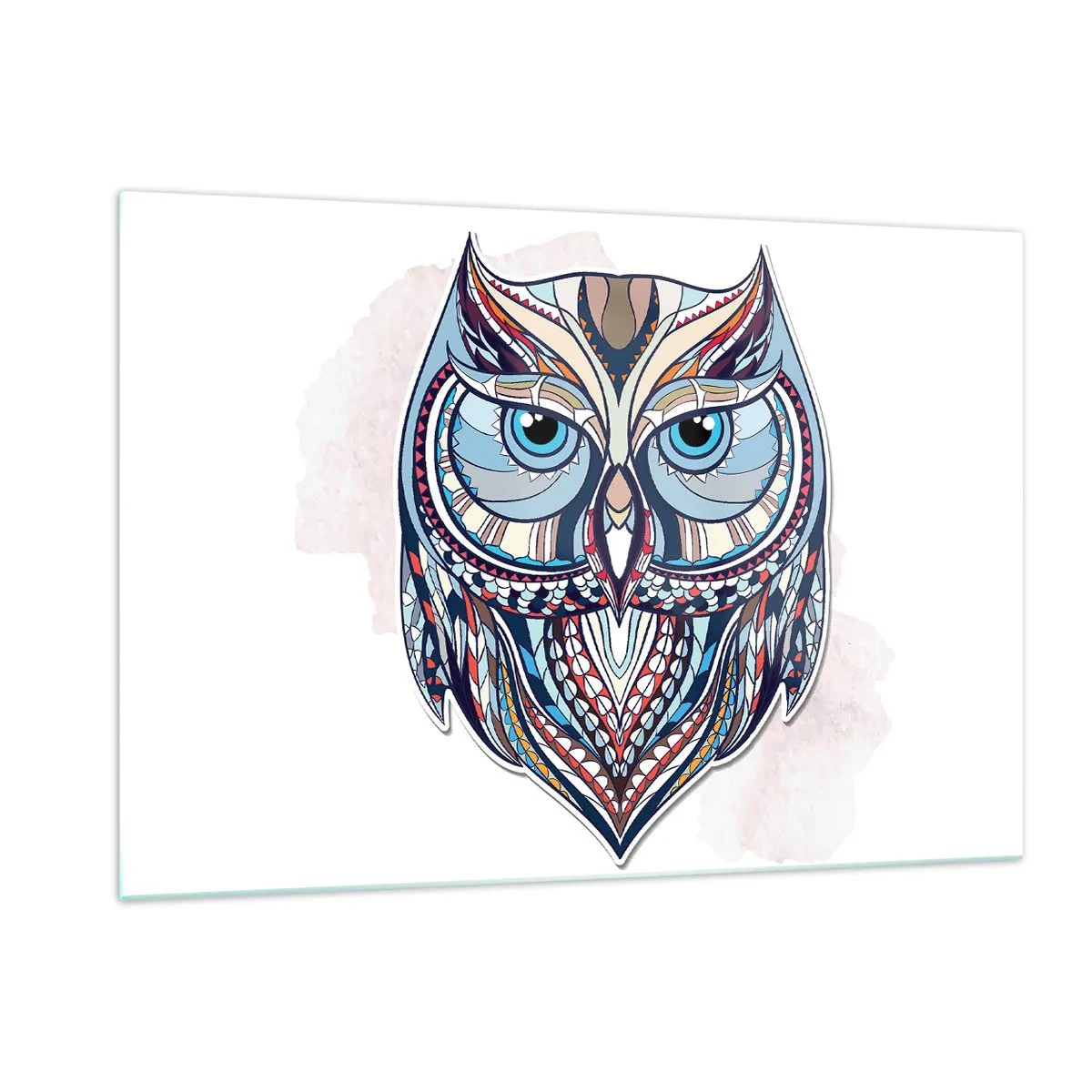 Billede på glas - Kunstnerisk ornamental ugle - 120x80 cm