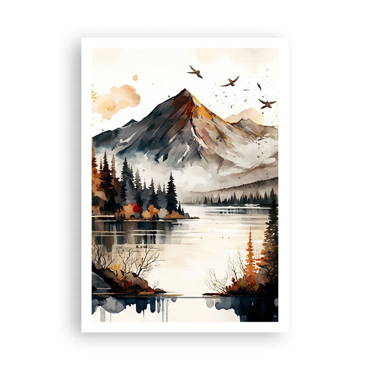 Plakat - Gyldent efterår i bjergene - 70x100 cm