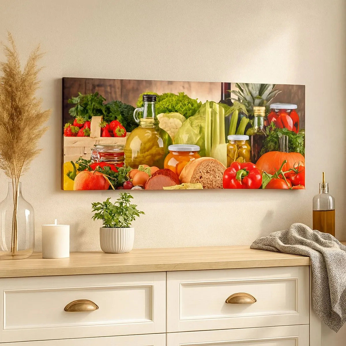 Lærredstryk - Billede på lærred - Røget, ristet, marineret - 100x40 cm