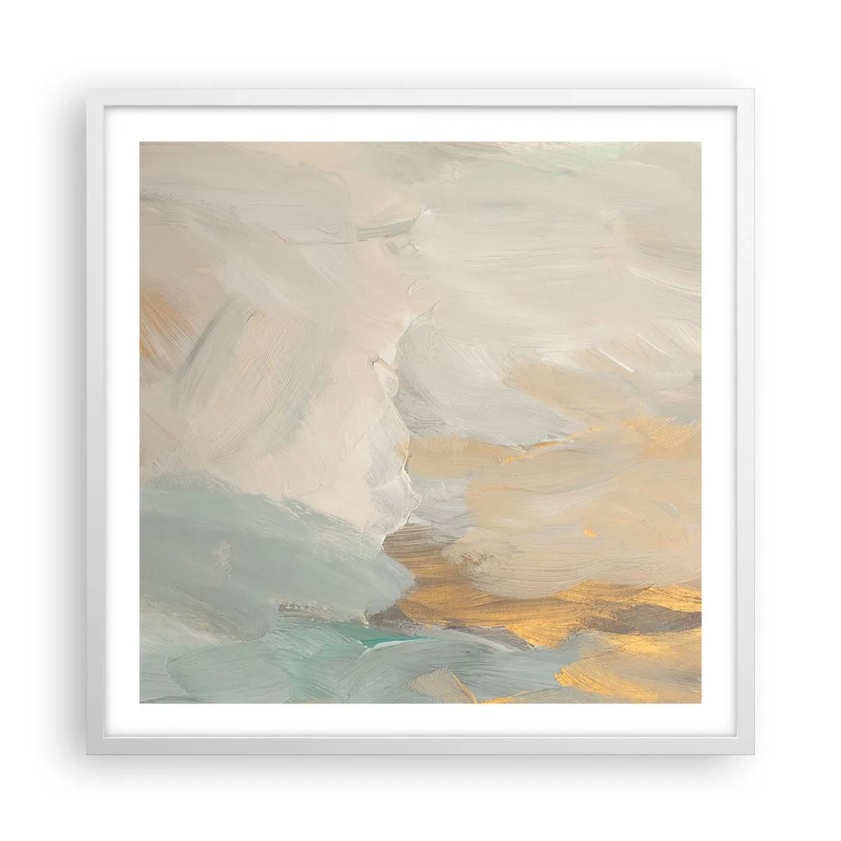 Plakat i hvid ramme - Abstraktion - blidhedens land - 60x60 cm