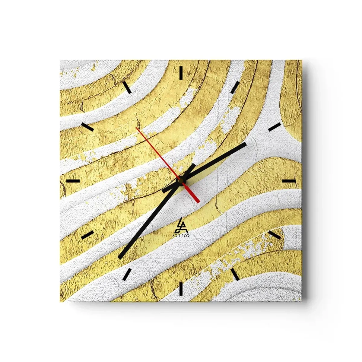 Vægur, Uret - Sammensætning i hvidt og guld - 30x30 cm
