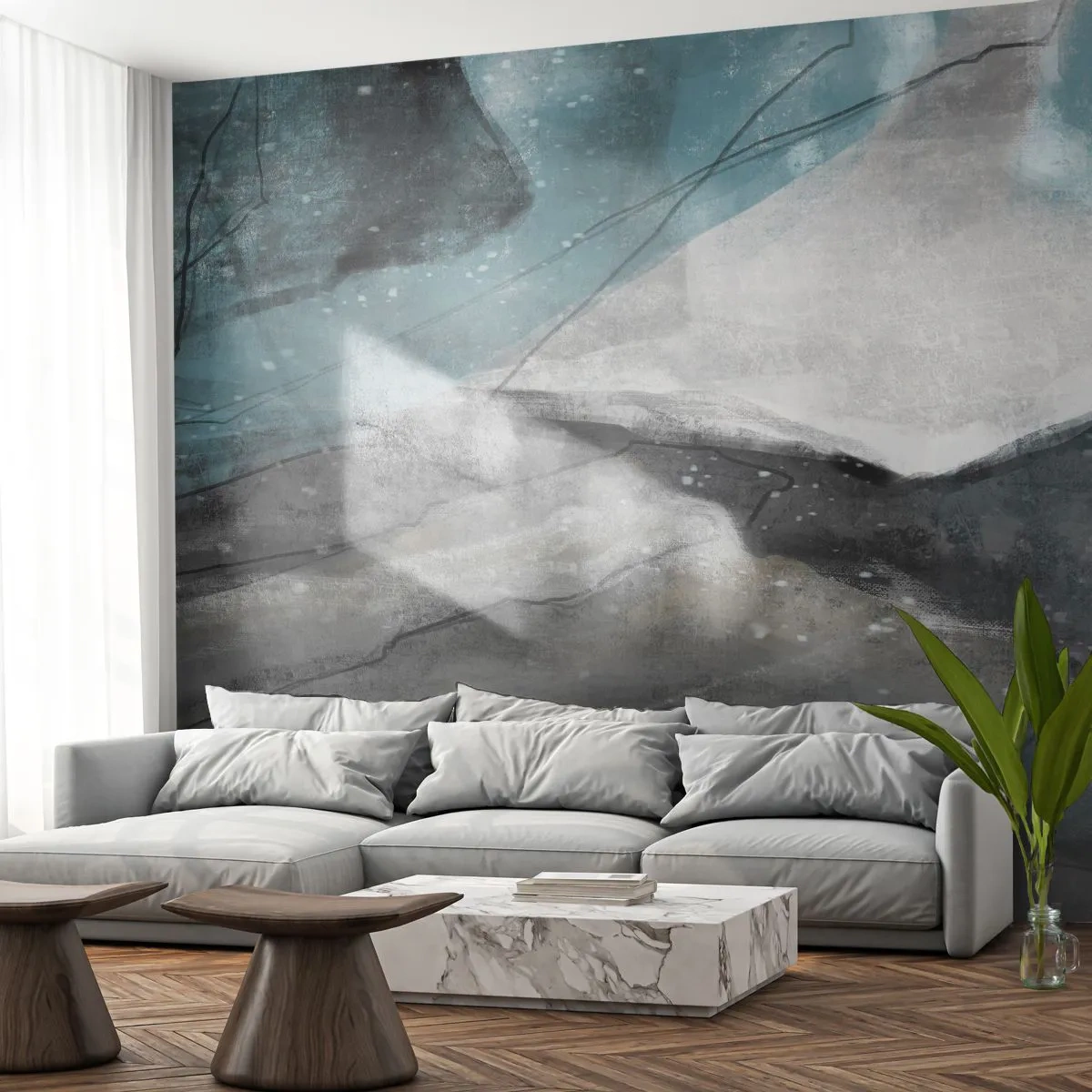Fototapet på mål Premium Sand - Abstraktion: klipper og is - Minimalisme, Stykke, Moderne