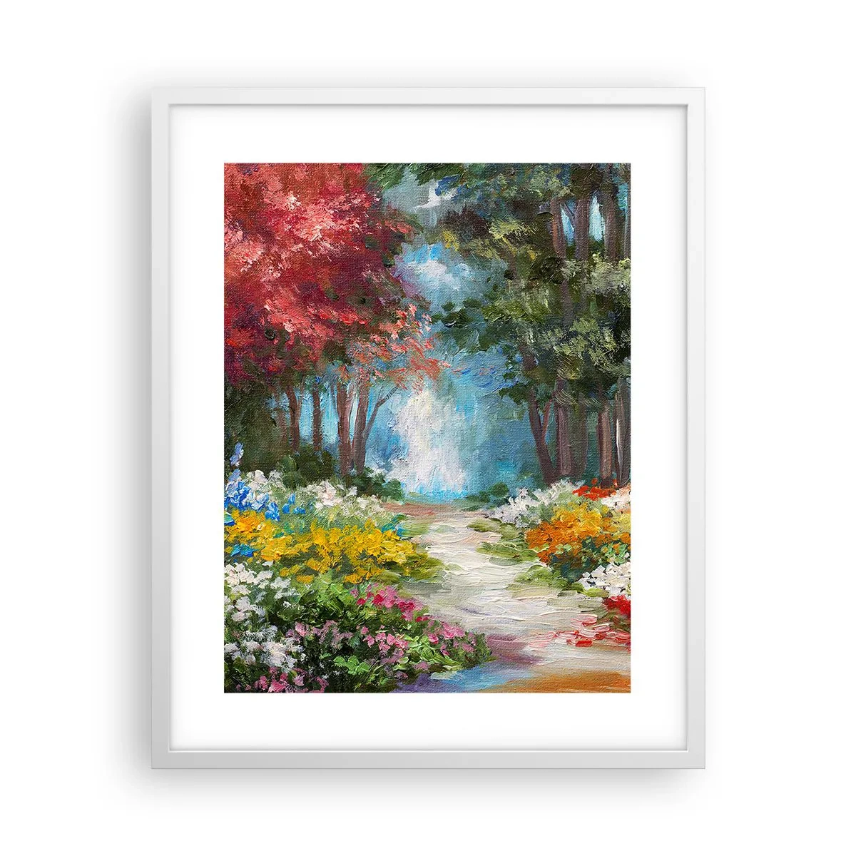 Plakat i hvid ramme - Skovhave, blomsterskov - 40x50 cm