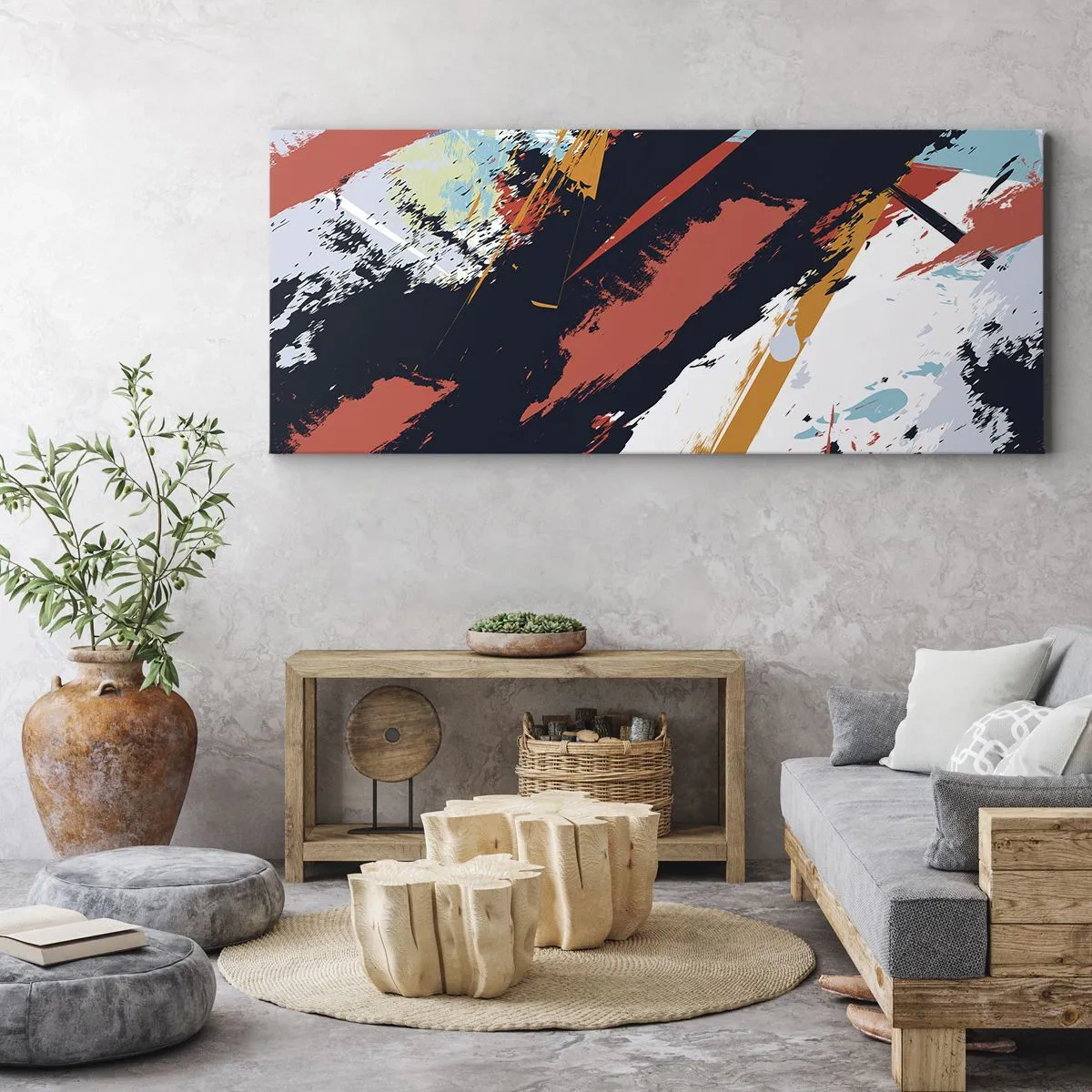 Lærredstryk - Billede på lærred - Dynamisk sammensætning - 100x40 cm