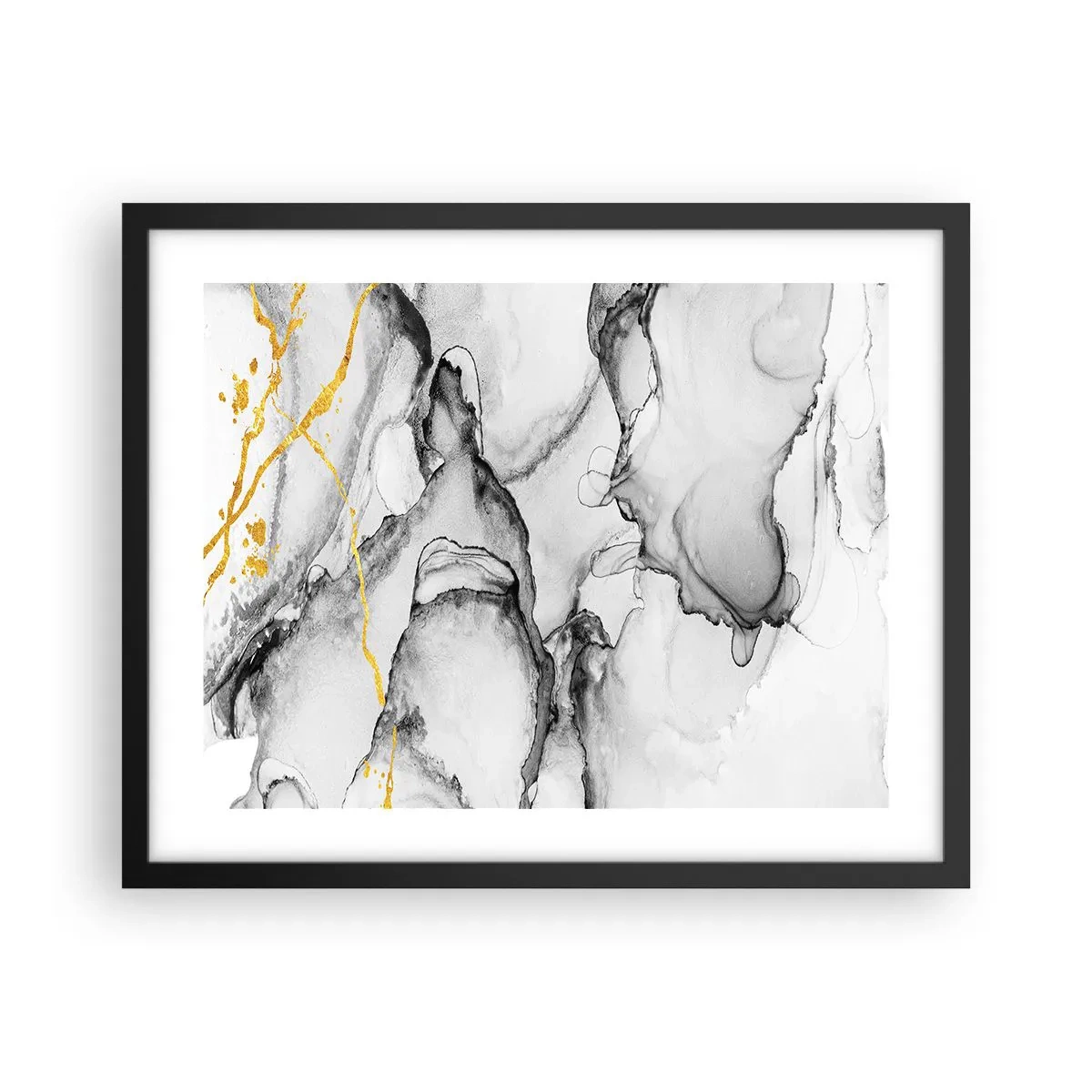 Plakat i sort ramme - Sammensætning med guldmotiv - 50x40 cm