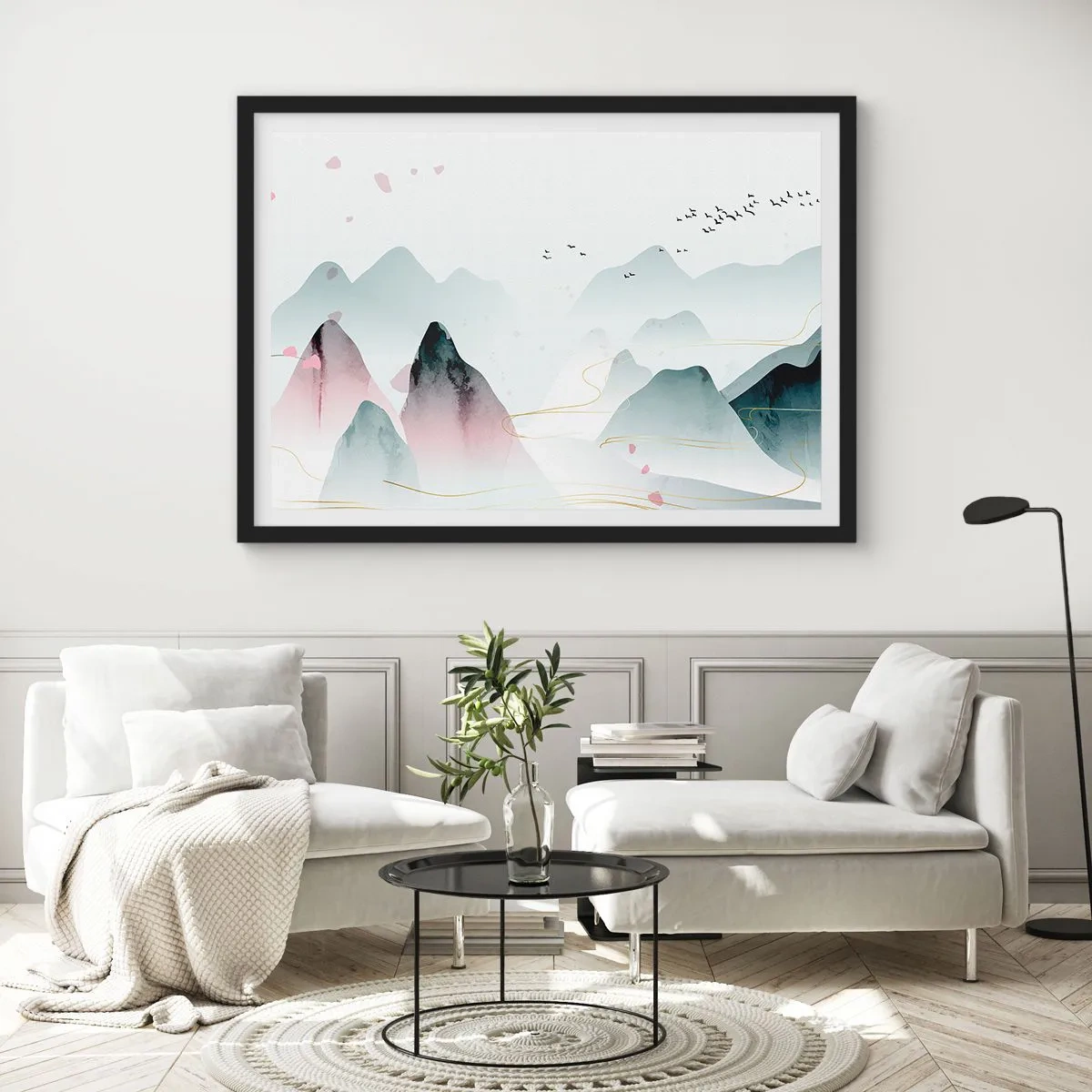 Plakat i sort ramme - Over toppene - 100x70 cm