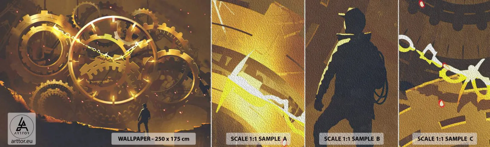 Prøve Fototapet Premium Sand - Ved tidens kilde - Abstraktion, Stykke, Grafik - 100x30 cm