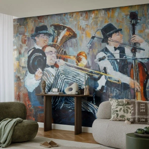 Fototapet Selvklæbende Deluxe Sticker - Alt det jazz - musik, Band, Musikinstrumenter - 350x256 cm