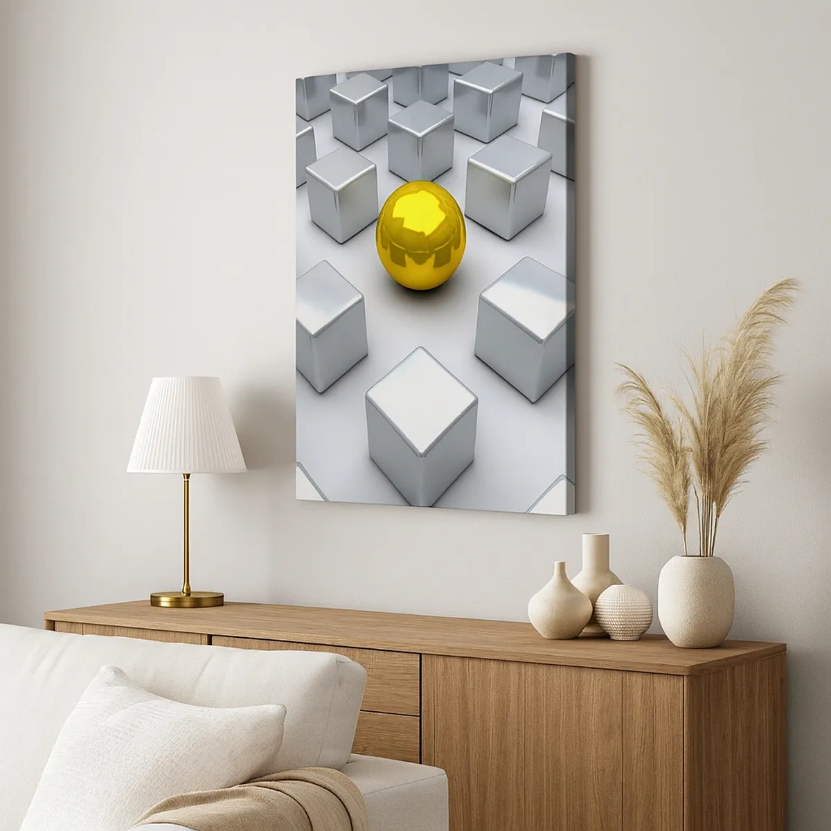 Lærredstryk - Billede på lærred - Hvorfor mig? Geometrisk sammensætning - 50x70 cm
