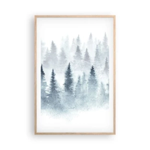 Plakat i ramme af lyst egetræ - Indhyllet i tåge - 61x91 cm